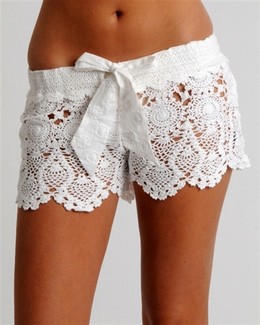 White Crochet Shorts from Letarte Swimwear