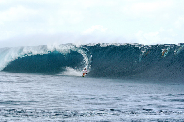 Surfing Teahupoo Wave