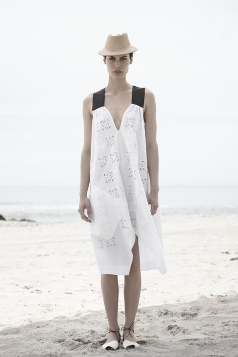 Maiyet Resort 2014 HAND CUTOUT EMBROIDERED GATHERED V TANK DRESS