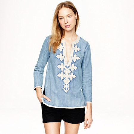 EMBROIDERED TUNIC IN CHAMBRAY