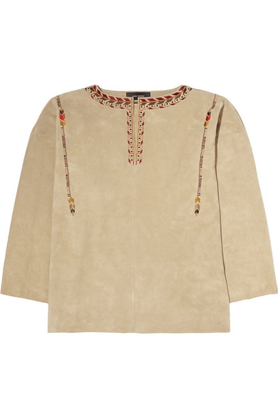Marvin oversized embroidered suede top