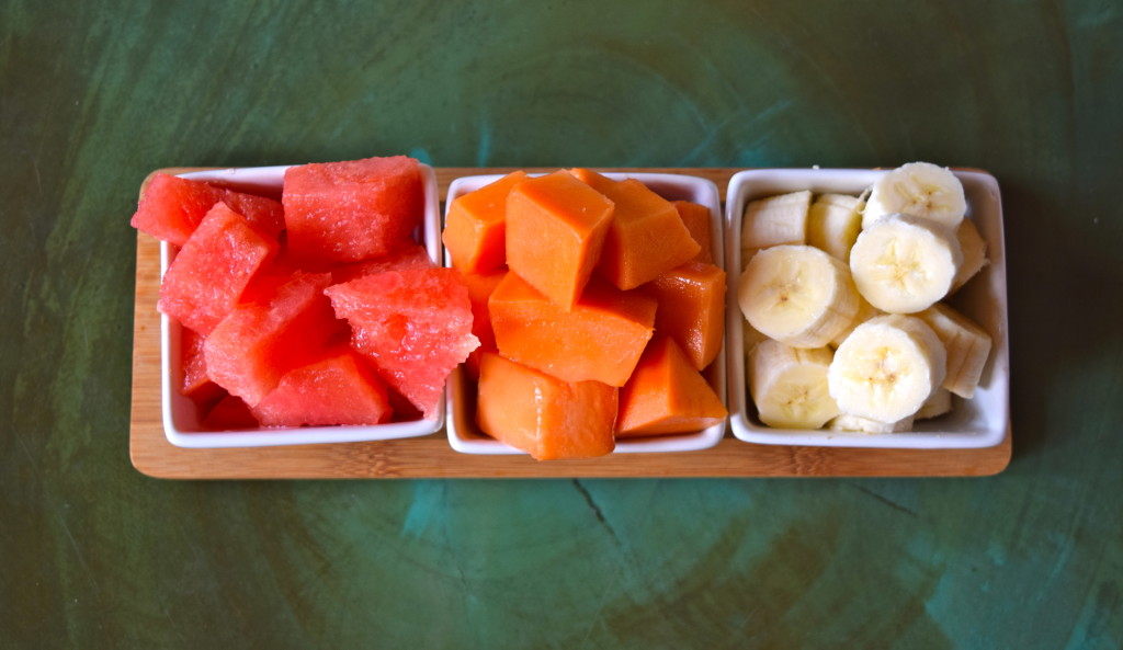 Papaya, watermelon and banana